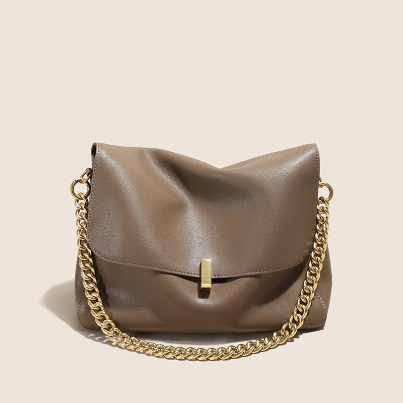 Hifashion Retro Genuine Leather Large Chain Shoulder Bags For Women 2025 Luxury Designer Messenger Satchel Work Ladies Handbags