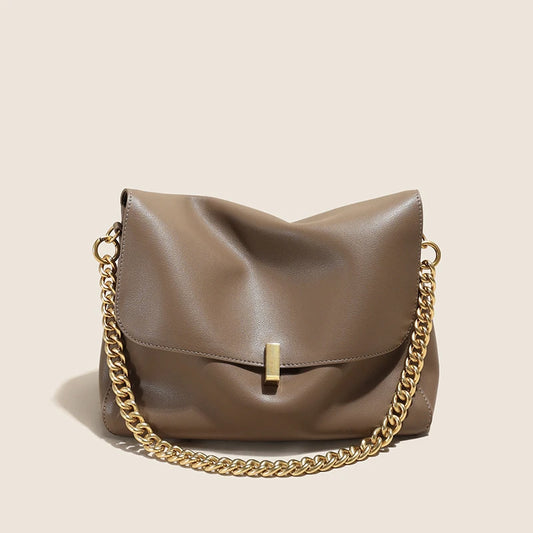 Hifashion Retro Genuine Leather Large Chain Shoulder Bags For Women 2025 Luxury Designer Messenger Satchel Work Ladies Handbags