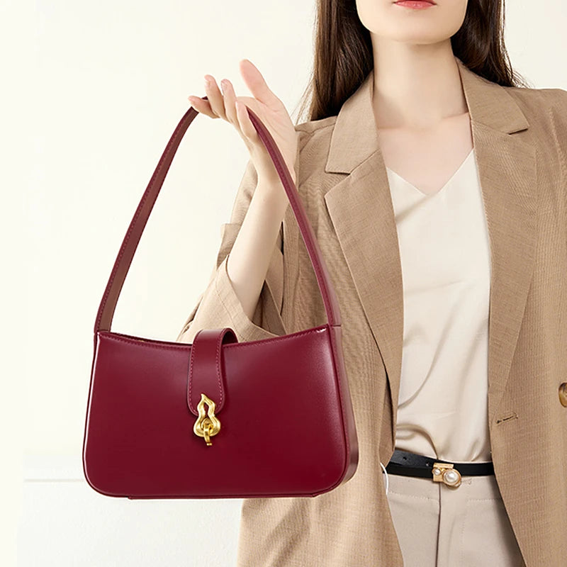 Hifashion Cowhide Genuine Leather Underarm Shoulder Bags For Women 2025 Luxury Designer Half Moon Purse Crescent Ladies Handbags