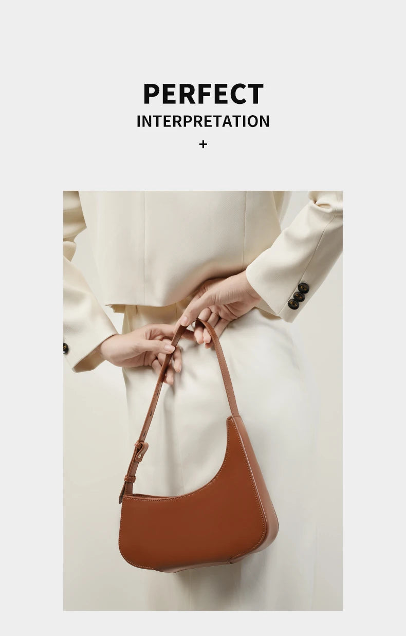 Hifashion Minimalist Genuine Leather Crescent Underarm Shoulder Bags For Women 2025 Luxury Designer Half Moon Ladies Handbags