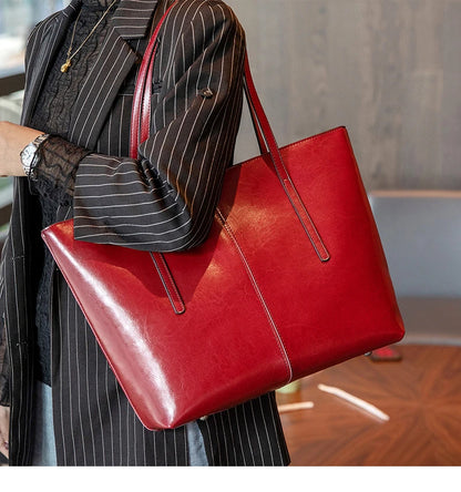 Hifashion Cowhide Genuine Leather Large Tote Bags For Women 2025 Trend Designer A4 Shoulder Bags Laptop Shopper Ladies Handbags