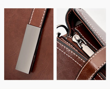 Hifashion Vintage Cow Genuine Leather Small Shoulder Bags For Women 2025 Luxury Designer Crossbody Purses Bucket Ladies Handbags