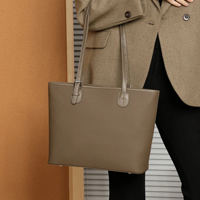 Hifashion Cowhide Genuine Leather Large Tote Bags For Women 2025 Luxury Designer Shopping Shoulder Bags A4 Work Ladies Handbags