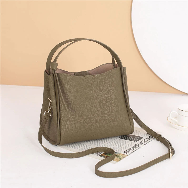 Hifashion Vintage Cow Genuine Leather Bucket Tote Shoulder Bags For Women 2025 Luxury Designer Shopper Crossbody Ladies Handbags