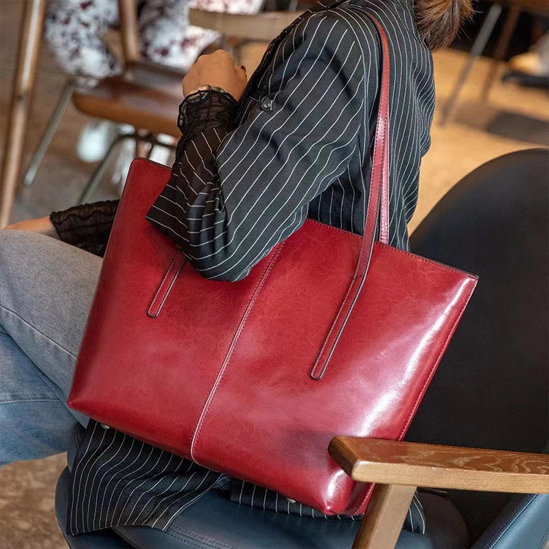 Hifashion Cowhide Genuine Leather Large Tote Bags For Women 2025 Trend Designer A4 Shoulder Bags Laptop Shopper Ladies Handbags