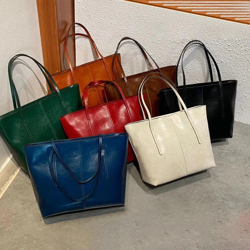 Hifashion Cowhide Genuine Leather Large Tote Bags For Women 2025 Trend Designer A4 Shoulder Bags Laptop Shopper Ladies Handbags