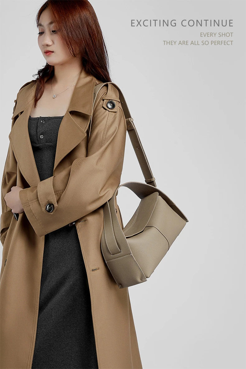 Hifashion Cowhide Genuine Leather Underarm Shoulder Bags For Women 2025 Luxury Designer Top Handle Satchel Tote Ladies Handbags