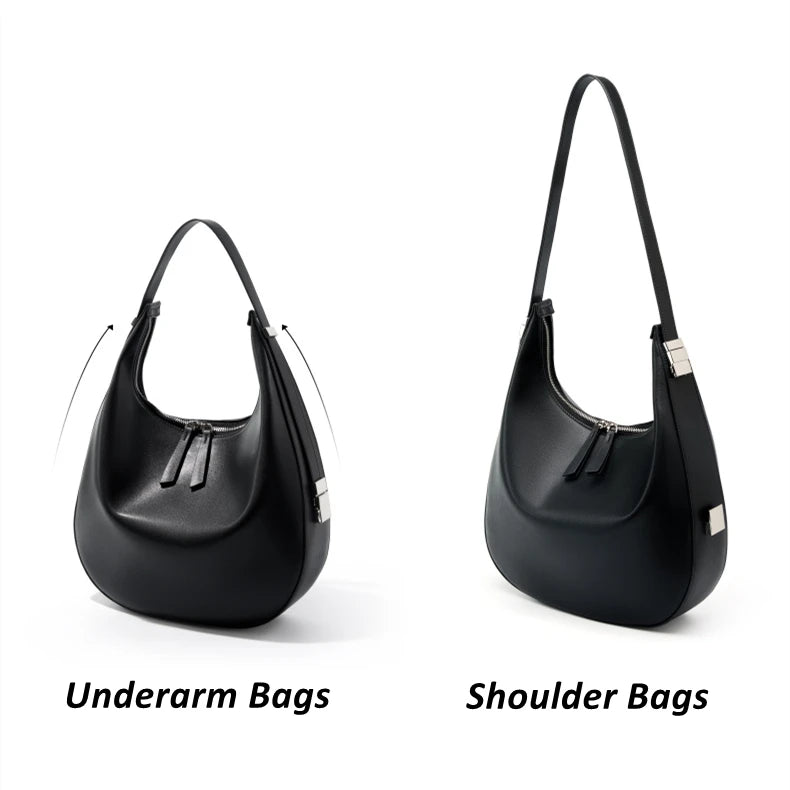 Hifashion Elegant Cow Genuine Leather Large Crescent Shoulder Bags For Women 2025 Trend Designer Hobo  Tote Work Ladies Handbags