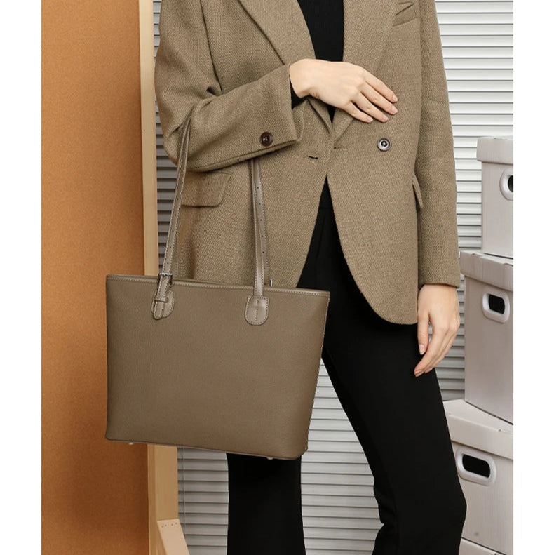 Hifashion Cowhide Genuine Leather Large Tote Bags For Women 2025 Luxury Designer Shopping Shoulder Bags A4 Work Ladies Handbags