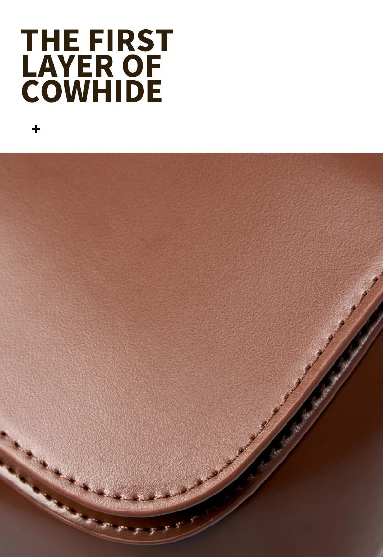 Hifashion Classic Genuine Leather Saddle Small Shoulder Bags For Women 2025 Luxury Designer Crossbody Purses Cow Ladies Handbags