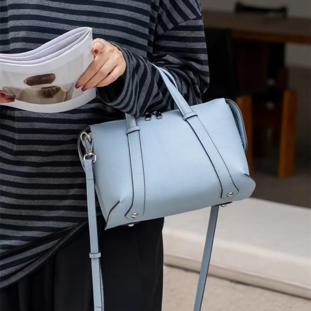 Hifashion Retro Genuine Leather Pillow Shoulder Bags For Women 2025 Trend Designer Crossbody Purses Boston Tote Ladies Handbags