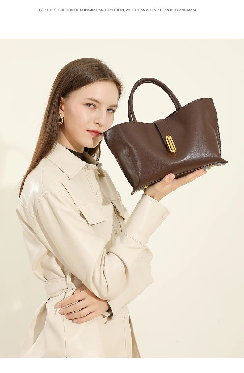 Hifashion Stylish Genuine Leather Handbags For Women 2025 Trend Designer Commuting Shoulder Bags Crossbody Tote Ladies Handbags