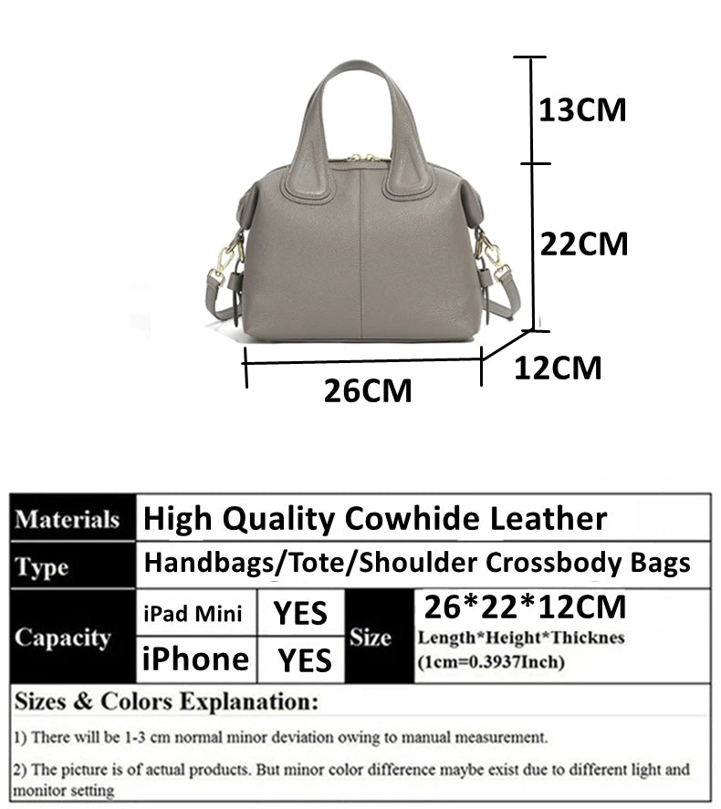 Hifashion 100% Genuine Leather Boston Tote Handbags For Women 2025 Trend Designer Top Handle Work Ladies Shoulder Crossbody Bags