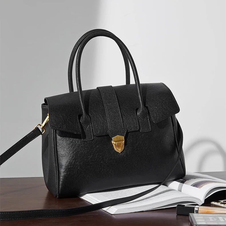 Hifashion Cowhide Genuine Leather Large Tote Handbags For Women 2025 Luxury Designer Top Handle Briefcase Satchel Shoulder Bags