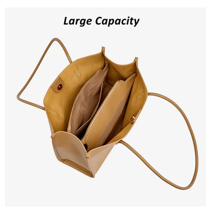 Hifashion Vintage Genuine Leather Tote Shoulder Bags For Women 2025 Trend Designer Large Capacity Shopping Work Ladies Handbags