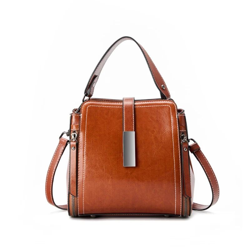 Hifashion Vintage Cow Genuine Leather Small Shoulder Bags For Women 2025 Luxury Designer Crossbody Purses Bucket Ladies Handbags