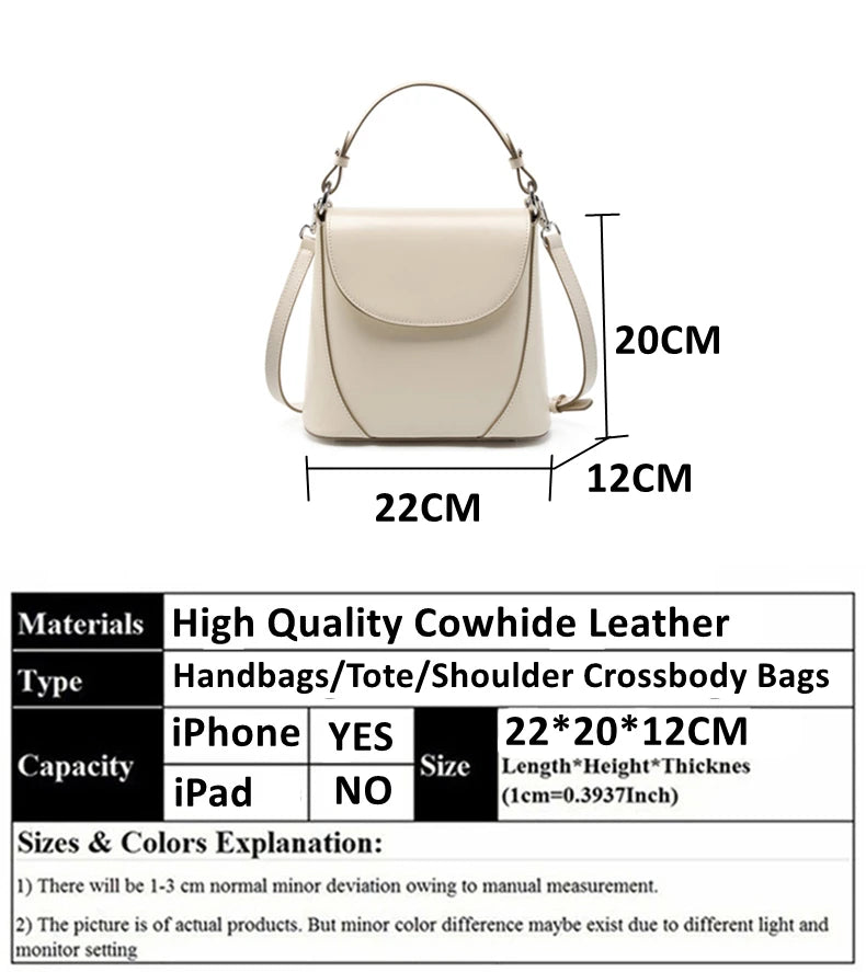 Hifashion Luxury Genuine Leather Bucket Small Shoulder Crossbody Bags For Women 2025 Trend Designer Short Handle Tote Handbags