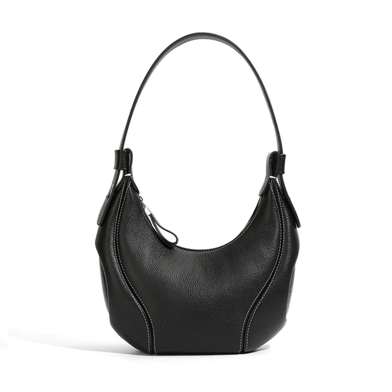 Hifashion Cowhide Genuine Leather Half Moon Crossbody Shoulder Bags For Women 2025 Trend Designer Hobo Underarm Ladies Handbags