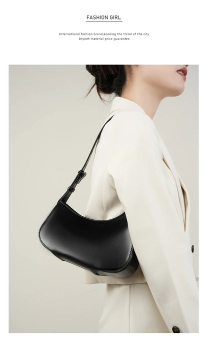 Hifashion Minimalist Genuine Leather Crescent Underarm Shoulder Bags For Women 2025 Luxury Designer Half Moon Ladies Handbags