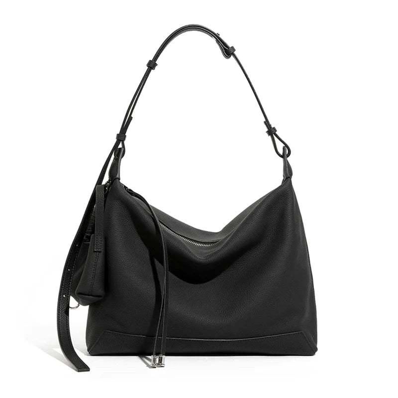 Hifashion Cowhide Genuine Leather Crescent Hobo Bags 2025 Trend Designer Commuting Shoulder Crossbody Bags Soft Ladies Handbags