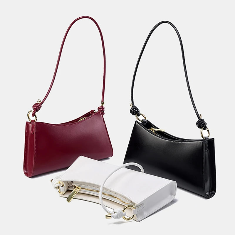 Hifashion Cowhide Genuine Leather Underarm Shoulder Bags For Women 2025 Luxury Designer Evening Party Purse Work Ladies Handbags