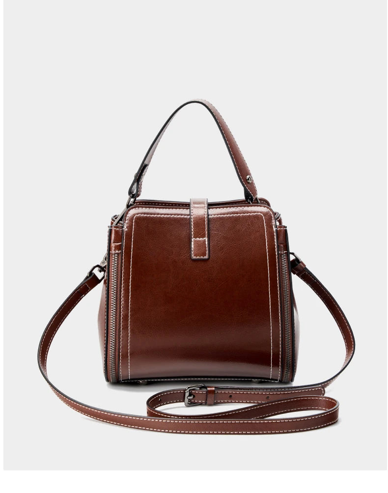 Hifashion Vintage Cow Genuine Leather Small Shoulder Bags For Women 2025 Luxury Designer Crossbody Purses Bucket Ladies Handbags