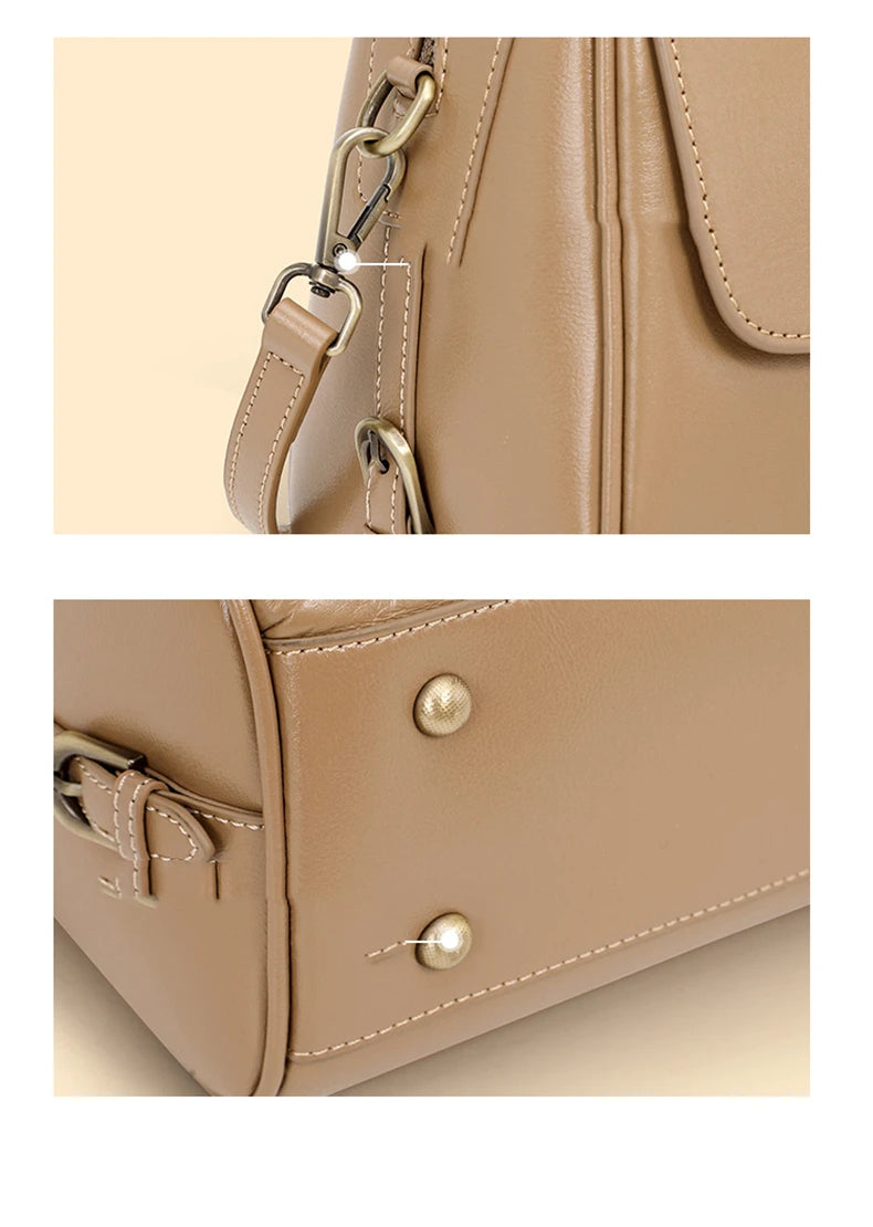 Hifashion Cowhide Genuine Leather Pillow Tote Handbags For Women 2025 Luxury Designer Satchel Work Ladies Shoulder Crossbody Bag