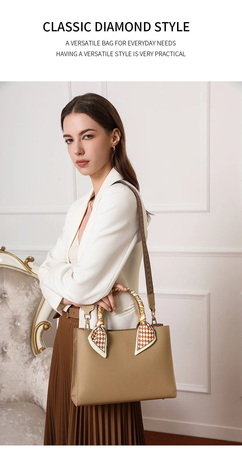 Hifashion Cowhide Genuine Leather Shoulder Bags For Women 2025 Trend Designer Top Handle Commuting Tote Ladies Crossbody Bags