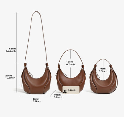Hifashion Cowhide Genuine Leather Half Moon Crossbody Shoulder Bags For Women 2025 Trend Designer Hobo Underarm Ladies Handbags
