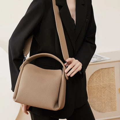 Hifashion Cowhide Genuine Leather Small Shoulder Bags For Women 2025 Luxury Designer Work Bucket Tote Crossbody Ladies Handbags