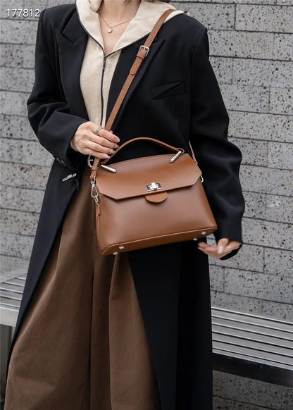 Hifashion Cowhide Genuine Leather Tote Handbags For Women 2025 Trend Designer Satchel Purses Work Ladies Shoulder Crossbody Bags