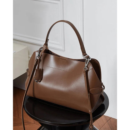 Hifashion Cowhide Genuine Leather Tote Handbags For Women 2025 Luxury Designer Crescent Office Ladies Shoulder Crossbody Bags
