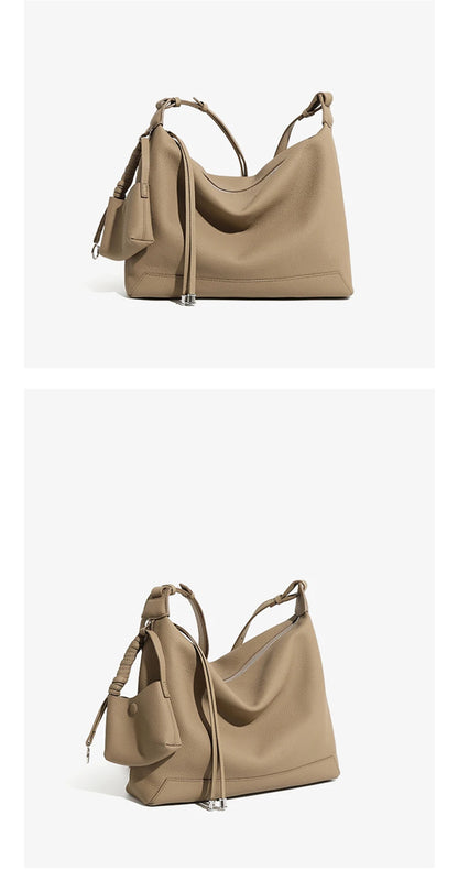 Hifashion Cowhide Genuine Leather Crescent Hobo Bags 2025 Trend Designer Commuting Shoulder Crossbody Bags Soft Ladies Handbags
