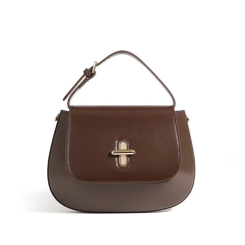 Hifashion Luxury Genuine Leather Saddle Small Shoulder Crossbody Bags For Women 2025 Trend Designer Purses Tote Ladies Handbags