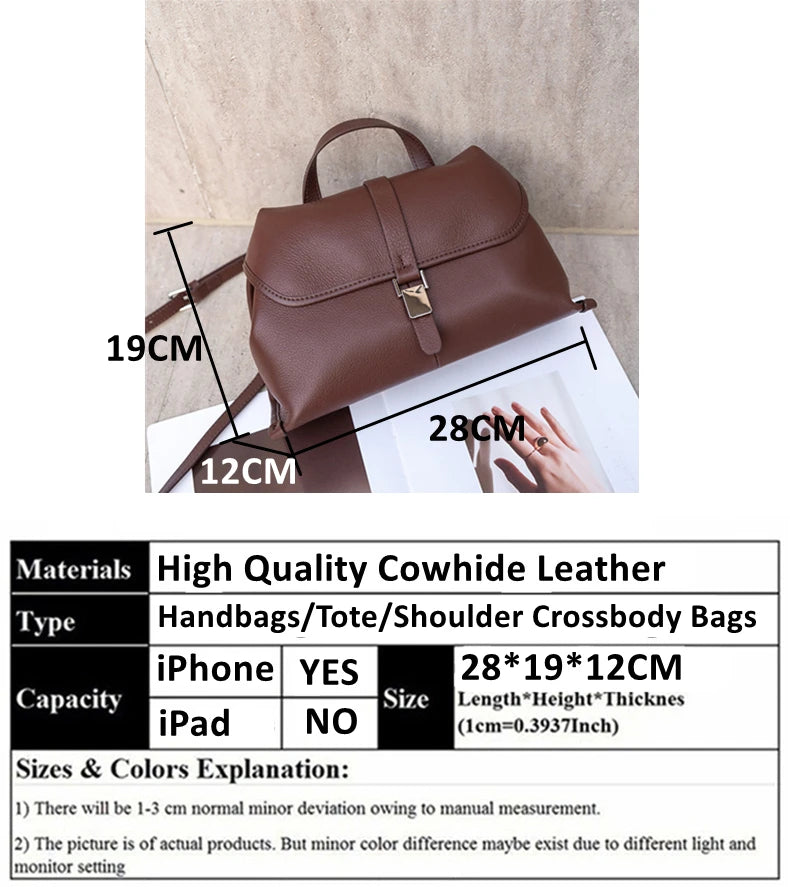 Hifashion Cowhide Genuine Leather Crossbody Shoulder Bags For Women 2025 Trend Designer Satchel Purses Boston Ladies Handbags