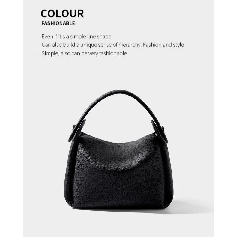 Hifashion Cowhide Genuine Leather Small Shoulder Bags For Women 2025 Luxury Designer Work Bucket Tote Crossbody Ladies Handbags